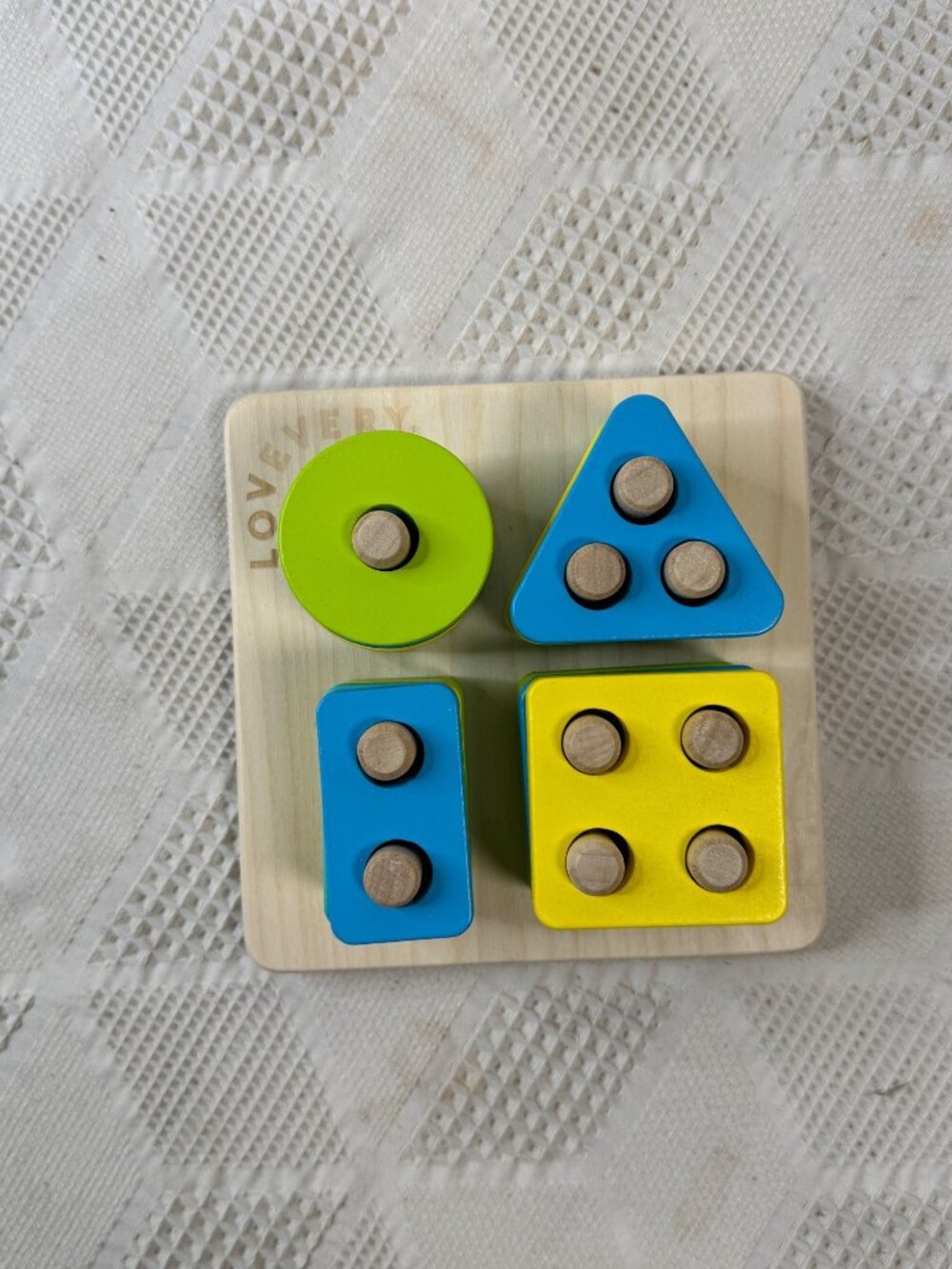 Lovevery Sort & Stack Puzzle Natural Wood Bright Colors Montessori Toddlers Toy